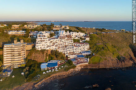 Aerial view of the Casapueblo Hotel in Punta Ballena - Punta del Este and its near resorts - URUGUAY. Photo #67124