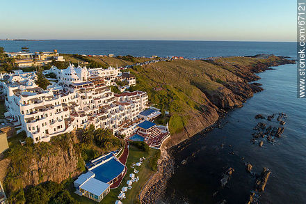 Aerial view of the Casapueblo Hotel in Punta Ballena - Punta del Este and its near resorts - URUGUAY. Photo #67121
