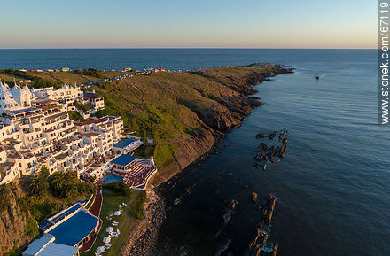 Aerial view of the Casapueblo Hotel in Punta Ballena - Punta del Este and its near resorts - URUGUAY. Photo #67119