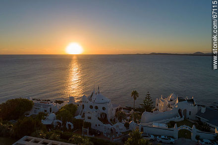 Aerial view of the setting sun from Casapueblo - Punta del Este and its near resorts - URUGUAY. Photo #67115