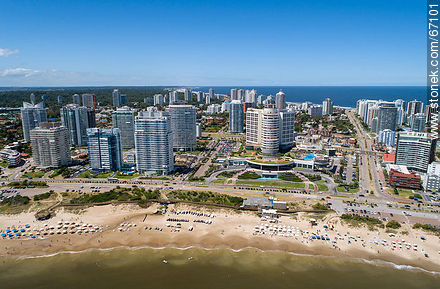 Aerial photo of Mansa Beach and Enjoy Hotel (former Conrad) - Punta del Este and its near resorts - URUGUAY. Photo #67101