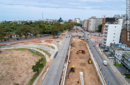 Aerial view of the construction of the tunnel on Italia Avenue under Ricaldoni and Centenario Avenues - Department of Montevideo - URUGUAY. Photo #67246