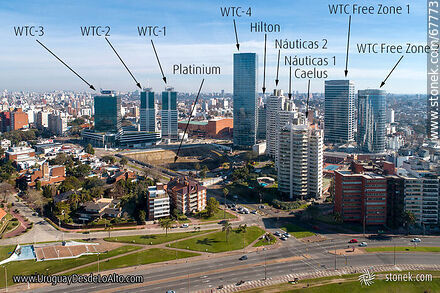 Vista aérea de las torres del barrio Buceo y la Rambla Armenia en 2020 - Departamento de Montevideo - URUGUAY. Foto No. 67773