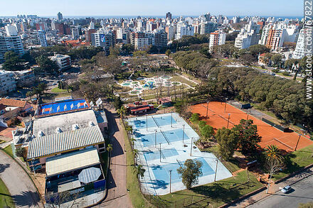 Aerial view of the paddle tennis courts, Club Defensor-Sporting and the children's area - Department of Montevideo - URUGUAY. Photo #67822