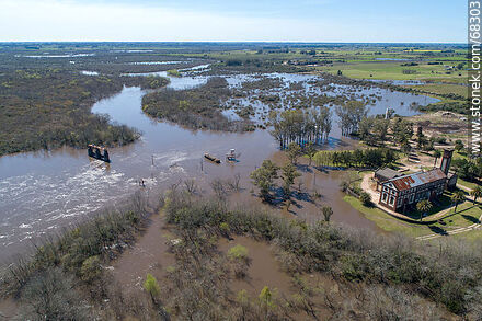 Aerial view of the swollen Santa Lucia river - Department of Canelones - URUGUAY. Photo #68303