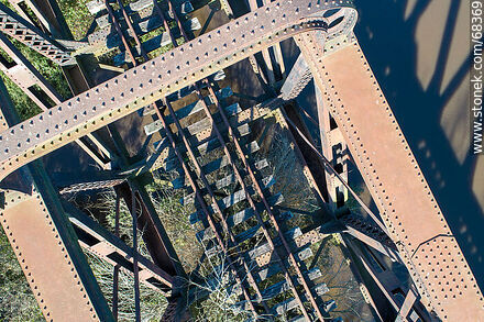 Aerial view of the railroad bridge over La Virgen Creek, departmental boundary between San Jose and Florida -  - MORE IMAGES. Photo #68369