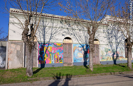 Murales pintados en las paredes frente al liceo - Departamento de Florida - URUGUAY. Foto No. 68442