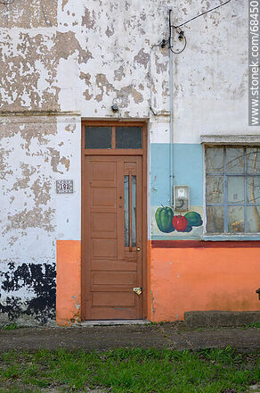 Mural with farm motifs on the front of a house - Department of Florida - URUGUAY. Photo #68450