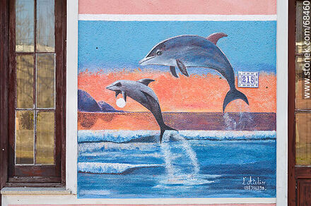 Mural con delfines - Departamento de Florida - URUGUAY. Foto No. 68460