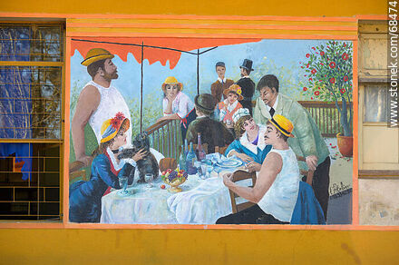 Mural de personas en una terraza - Department of Florida - URUGUAY. Photo #68474