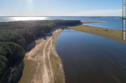 Aerial view of pine forests and beaches of San Gregorio de Polanco - Tacuarembo - URUGUAY. Photo #68716