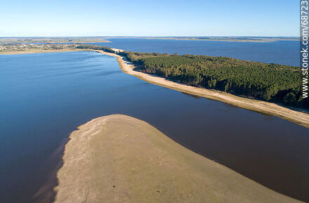 Aerial view of pine forests and beaches of San Gregorio de Polanco - Tacuarembo - URUGUAY. Photo #68723