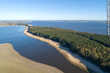Aerial view of pine forests and beaches of San Gregorio de Polanco - Tacuarembo - URUGUAY. Photo #68724