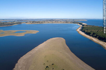Aerial view of pine forests and beaches of San Gregorio de Polanco - Tacuarembo - URUGUAY. Photo #68725
