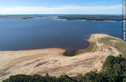 Aerial view of pine forests and beaches of San Gregorio de Polanco - Tacuarembo - URUGUAY. Photo #68731