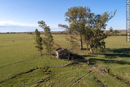Aerial view of the old train stop at kilometer 269 - Durazno - URUGUAY. Photo #69126