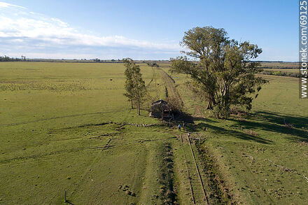 Aerial view of the old train stop at kilometer 269 - Durazno - URUGUAY. Photo #69125