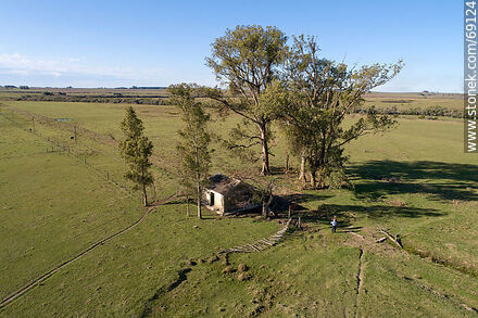 Aerial view of the old train stop at kilometer 269 - Durazno - URUGUAY. Photo #69124