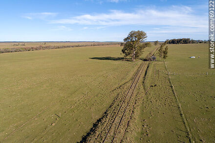 Aerial view of the old train stop at kilometer 269 - Durazno - URUGUAY. Photo #69122