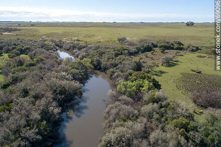 Aerial view of Blanquillo Creek - Durazno - URUGUAY. Photo #69096