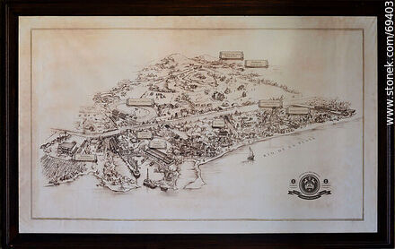 Basta Pedro Restaurant. Drawing of the map of the area - Department of Colonia - URUGUAY. Photo #69403