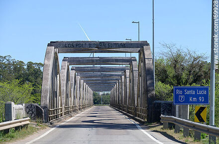 Bridge on Route 7 over the Santa Lucia River and wind energy mills - Department of Canelones - URUGUAY. Photo #69928