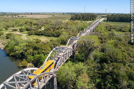 Aerial view of the route 7 bridge over the Santa Lucia River - Department of Florida - URUGUAY. Photo #69915