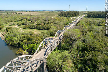 Aerial view of the route 7 bridge over the Santa Lucia River - Department of Florida - URUGUAY. Photo #69916