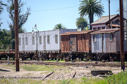 Old wagons and containers on rails - Department of Florida - URUGUAY. Photo #69980