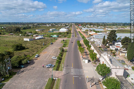 Aerial view of Boulevard Aparicio Saravia in front of the cemetery - Department of Treinta y Tres - URUGUAY. Photo #70185