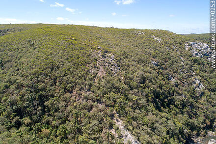 Vista aérea de un sector de la Quebrada de los Cuervos - Departamento de Treinta y Tres - URUGUAY. Foto No. 70253