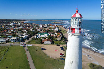 Aerial view of the lighthouse and cape Santa María - Department of Rocha - URUGUAY. Photo #70893