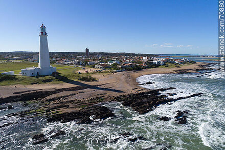 Aerial view of the lighthouse and cape Santa María - Department of Rocha - URUGUAY. Photo #70880
