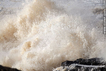 The sea breaking over the rocks in a southeast storm -  - MORE IMAGES. Photo #71598