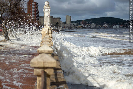 The promenade dotted with sea foam - Department of Maldonado - URUGUAY. Photo #71678