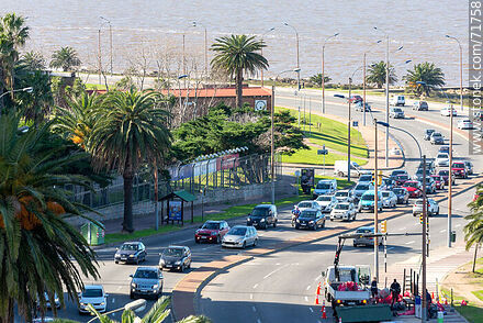 Aerial view of Rambla Armenia to the East - Department of Montevideo - URUGUAY. Photo #71758