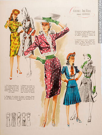 Moda femenina a mediados del siglo XX -  - IMÁGENES VARIAS. Foto No. 71904
