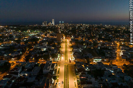 Aerial view of L. A. de Herrera Ave. to the south at dusk - Department of Montevideo - URUGUAY. Photo #71970