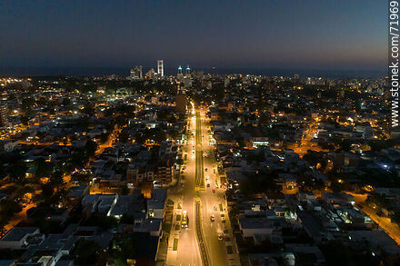 Aerial view of L. A. de Herrera Ave. to the south at dusk - Department of Montevideo - URUGUAY. Photo #71969