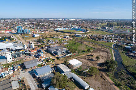 Aerial view of Pantanoso stream, the PTI and the stadium - Department of Montevideo - URUGUAY. Photo #72004