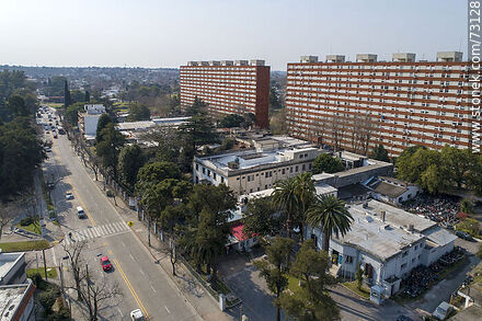 Aerial view of MIllán Ave. and the Parque Posadas - Department of Montevideo - URUGUAY. Photo #73128