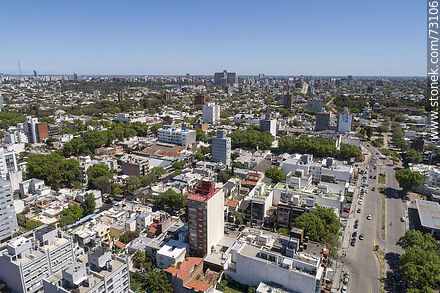 Vista aérea de casas y edificios del barrio Buceo - Departamento de Montevideo - URUGUAY. Foto No. 73106