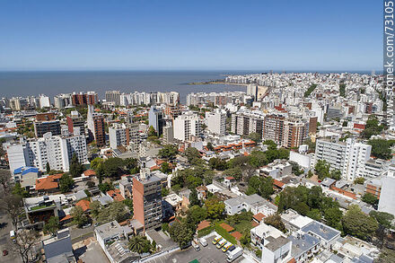 Aerial view of houses and buildings of the Buceo neighborhood - Department of Montevideo - URUGUAY. Photo #73105
