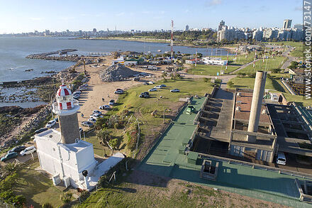 Aerial view of Punta Carretas lighthouse - Department of Montevideo - URUGUAY. Photo #73147