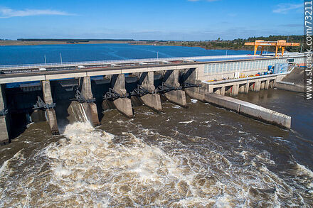 Aerial view of the Baygorria dam on the Negro river - Durazno - URUGUAY. Photo #73211