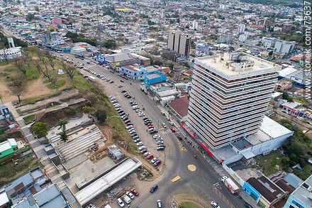 Aerial view of the border with Brazil. João Pessoa Avenue. Cerro del Marco Square - Department of Rivera - URUGUAY. Photo #73637