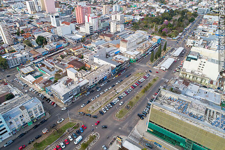 Aerial view of Bulevar Treinta y Tres Orientales and João Pessoa Avenue at the border with Brazil. International Plaza - Department of Rivera - URUGUAY. Photo #73634