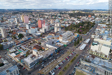 Aerial view of Bulevar Treinta y Tres Orientales and João Pessoa Avenue at the border with Brazil. International Plaza - Department of Rivera - URUGUAY. Photo #73633