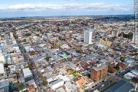 Aerial view of Don Pedro de Ceballos street and the city. - Department of Rivera - URUGUAY. Photo #73623