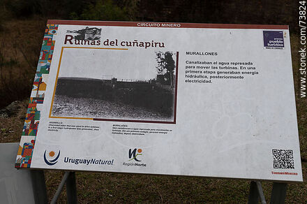Cartel del circuito minero Ruinas del Cuñapirú - Departamento de Rivera - URUGUAY. Foto No. 73824